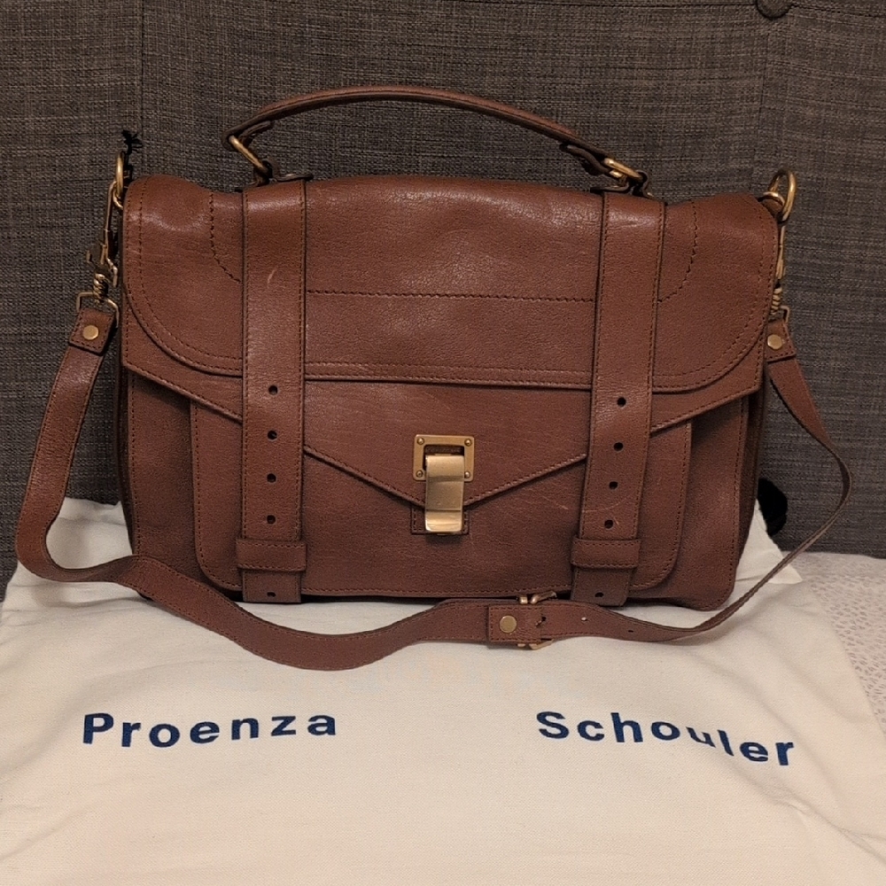 Proenza Schouler Brown Leather PS1 Medium Satchel with Gold Hardware